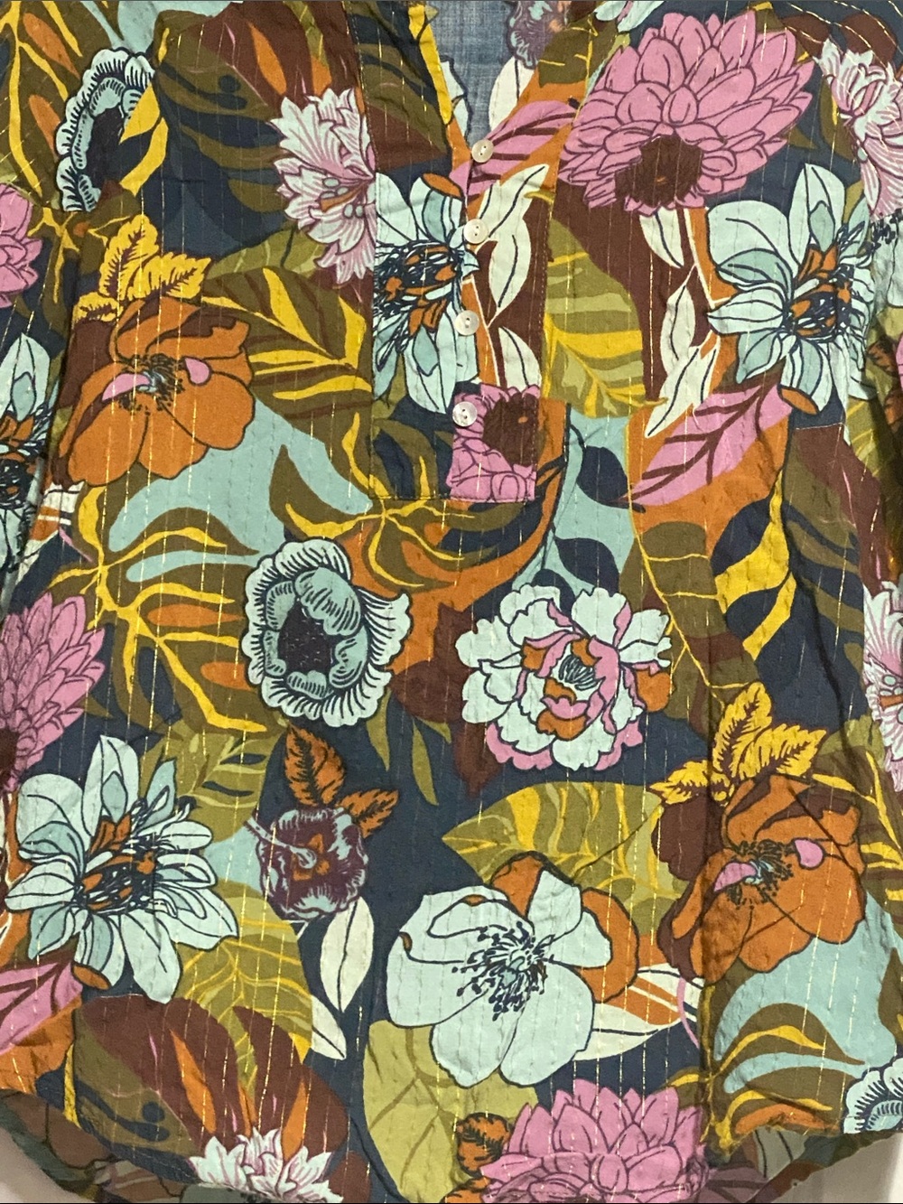 PRETTY Jane and Delancey Tropical Floral Blouse top shirt Size SMALL - Picture 9 of 13